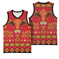 Papua Batik Motif Basketball Jersey Papua Spirit Red Version LT05 - Polynesian Pride
