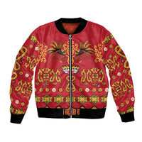Papua Batik Motif Bomber Jacket Papua Spirit Red Version - Polynesian Pride