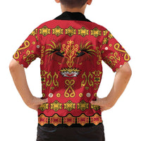 Papua Batik Motif Family Matching Puletasi and Hawaiian Shirt Papua Spirit Red Version - Polynesian Pride