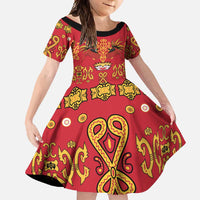 Papua Batik Motif Family Matching Short Sleeve Bodycon Dress and Hawaiian Shirt Papua Spirit Red Version - Polynesian Pride