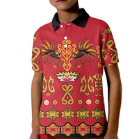 Papua Batik Motif Kid Polo Shirt Papua Spirit Red Version - Polynesian Pride