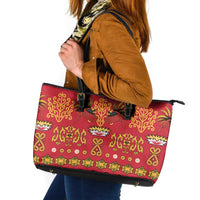 Papua Batik Motif Leather Tote Bag Papua Spirit Red Version - Polynesian Pride