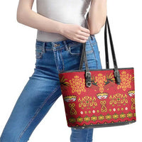 Papua Batik Motif Leather Tote Bag Papua Spirit Red Version - Polynesian Pride