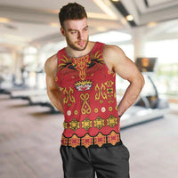 Papua Batik Motif Men Tank Top Papua Spirit Red Version LT05 Red - Polynesian Pride