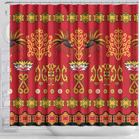 Papua Batik Motif Shower Curtain Papua Spirit Red Version - Polynesian Pride