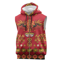 Papua Batik Motif Sleeveless Zip Hoodie Papua Spirit Red Version LT05 Red - Polynesian Pride