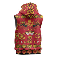 Papua Batik Motif Sleeveless Zip Hoodie Papua Spirit Red Version LT05 - Polynesian Pride