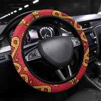 Papua Batik Motif Steering Wheel Cover Papua Spirit Red Version LT05 Universal Fit Red - Polynesian Pride