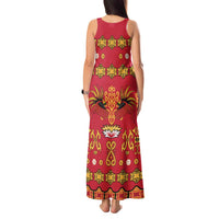 Papua Batik Motif Tank Maxi Dress Papua Spirit Red Version LT05 - Polynesian Pride