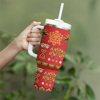 Papua Batik Motif Tumbler With Handle Papua Spirit Red Version - Polynesian Pride