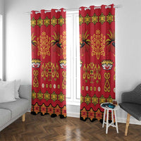 Papua Batik Motif Window Curtain Papua Spirit Red Version - Polynesian Pride