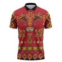 Papua Batik Motif Zipper Polo Shirt Papua Spirit Red Version LT05 Red - Polynesian Pride