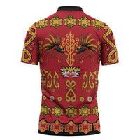 Papua Batik Motif Zipper Polo Shirt Papua Spirit Red Version LT05 - Polynesian Pride