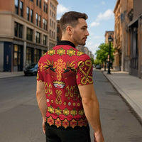Papua Batik Motif Zipper Polo Shirt Papua Spirit Red Version LT05 - Polynesian Pride