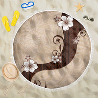 Polynesia Hibiscus Beach Blanket Cameo Curve Motif LT05 One Size 150cm Beige - Polynesian Pride