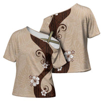 Polynesia Hibiscus Cross Shoulder Shirt Cameo Curve Motif LT05 - Polynesian Pride