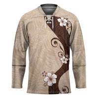 Polynesia Hibiscus Hockey Jersey Cameo Curve Motif LT05 Unisex Beige - Polynesian Pride