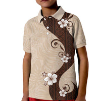 Polynesia Hibiscus Kid Polo Shirt Cameo Curve Motif - Polynesian Pride