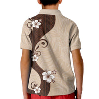 Polynesia Hibiscus Kid Polo Shirt Cameo Curve Motif - Polynesian Pride