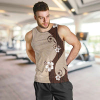Polynesia Hibiscus Men Tank Top Cameo Curve Motif LT05 Beige - Polynesian Pride