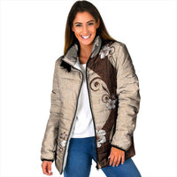 Polynesia Hibiscus Padded Jacket Cameo Curve Motif LT05 Women Beige - Polynesian Pride