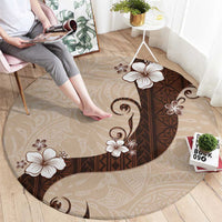 Polynesia Hibiscus Round Carpet Cameo Curve Motif - Polynesian Pride
