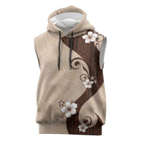 Polynesia Hibiscus Sleeveless Hoodie Cameo Curve Motif LT05 Beige - Polynesian Pride