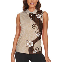 Polynesia Hibiscus Women Sleeveless Polo Shirt Cameo Curve Motif LT05 - Polynesian Pride
