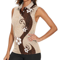 Polynesia Hibiscus Women Sleeveless Polo Shirt Cameo Curve Motif LT05 - Polynesian Pride