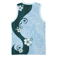 Polynesia Hibiscus Basketball Jersey Sky Blue Curve Motif LT05 - Polynesian Pride
