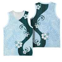 Polynesia Hibiscus Basketball Jersey Sky Blue Curve Motif LT05 - Polynesian Pride