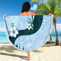 Polynesia Hibiscus Beach Blanket Sky Blue Curve Motif LT05 - Polynesian Pride