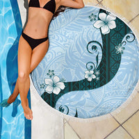 Polynesia Hibiscus Beach Blanket Sky Blue Curve Motif LT05 - Polynesian Pride