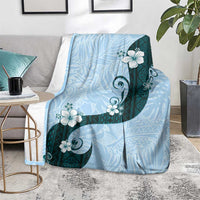 Polynesia Hibiscus Blanket Sky Blue Curve Motif - Polynesian Pride