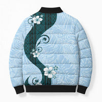 Polynesia Hibiscus Bomber Puffer Jacket Sky Blue Curve Motif LT05 - Polynesian Pride