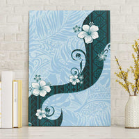 Polynesia Hibiscus Canvas Wall Art Sky Blue Curve Motif LT05 Without Frame Blue - Polynesian Pride