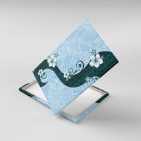 Polynesia Hibiscus Canvas Wall Art Sky Blue Curve Motif LT05 With Frame Blue - Polynesian Pride