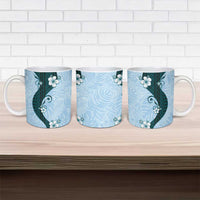 Polynesia Hibiscus Ceramic Mug Sky Blue Curve Motif LT05 - Polynesian Pride
