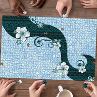 Polynesia Hibiscus Puzzle Sky Blue Curve Motif LT05 - Polynesian Pride