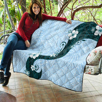 Polynesia Hibiscus Quilt Sky Blue Curve Motif - Polynesian Pride