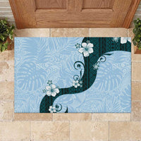 Polynesia Hibiscus Rubber Doormat Sky Blue Curve Motif LT05 Blue - Polynesian Pride