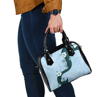 Polynesia Hibiscus Shoulder Handbag Sky Blue Curve Motif - Polynesian Pride