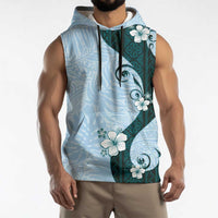 Polynesia Hibiscus Sleeveless Hoodie Sky Blue Curve Motif LT05 - Polynesian Pride