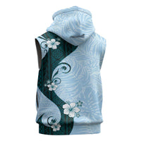Polynesia Hibiscus Sleeveless Zip Hoodie Sky Blue Curve Motif LT05 - Polynesian Pride