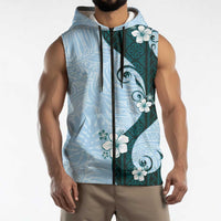 Polynesia Hibiscus Sleeveless Zip Hoodie Sky Blue Curve Motif LT05 - Polynesian Pride