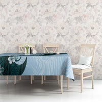 Polynesia Hibiscus Tablecloth Sky Blue Curve Motif LT05 - Polynesian Pride