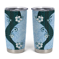 Polynesia Hibiscus Tumbler Cup Sky Blue Curve Motif - Polynesian Pride