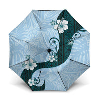 Polynesia Hibiscus Umbrella Sky Blue Curve Motif - Polynesian Pride