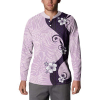 Polynesia Hibiscus Button Sweatshirt Thistle Curve Motif LT05 - Polynesian Pride