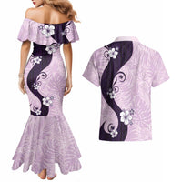 Polynesia Hibiscus Couples Matching Mermaid Dress and Hawaiian Shirt Thistle Curve Motif LT05 - Polynesian Pride